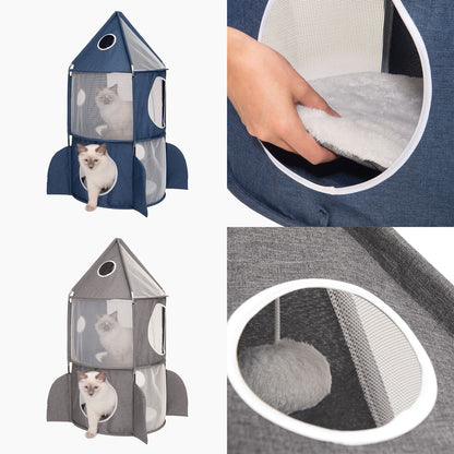 Catit Vesper Rocket with Sleeping Cushion 50x50x90cm - Blue or Grey