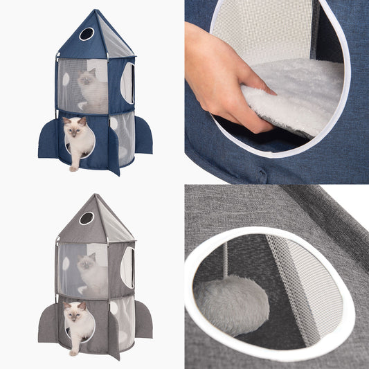 Catit Vesper Rocket with Sleeping Cushion 50x50x90cm - Blue or Grey