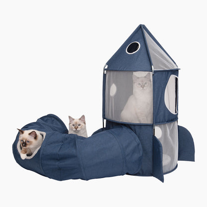 Catit Vesper Rocket with Sleeping Cushion 50x50x90cm - Blue or Grey