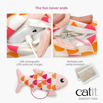 Catit Groovy Fish Cat Motion-activated dancing fish Toy in Pink