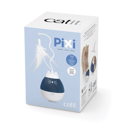 Catit PIXI Spinner - White & Blue Interactive Cat Toy