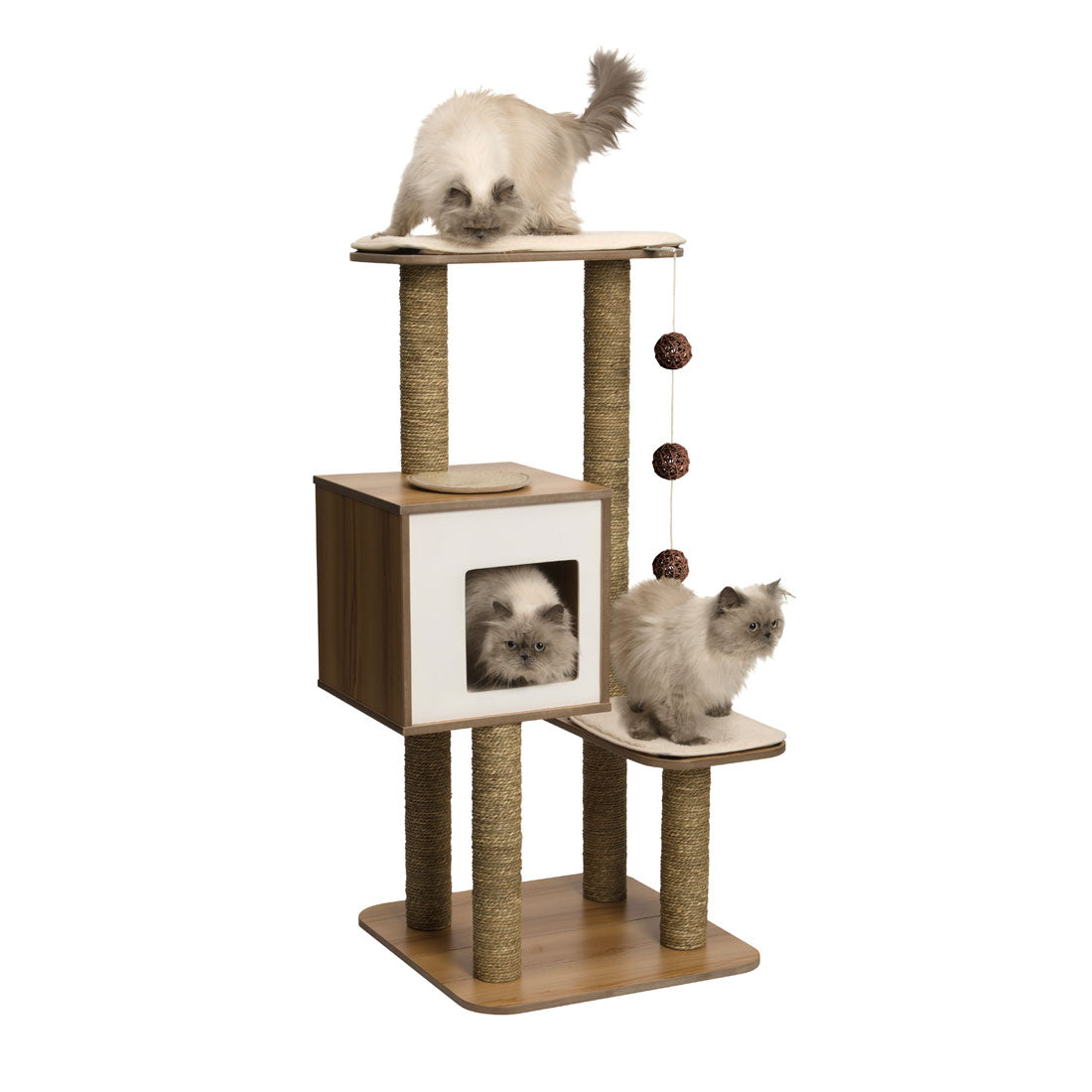 Vesper V High Base Cat Scratcher & Bed - Walnut