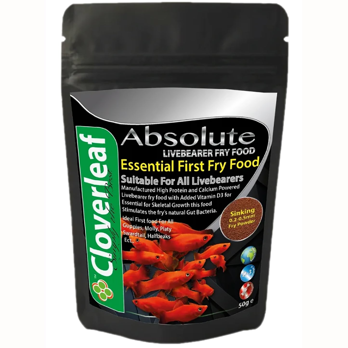 Cloverleaf Absolute Livebearer Starter Fry Food 50g